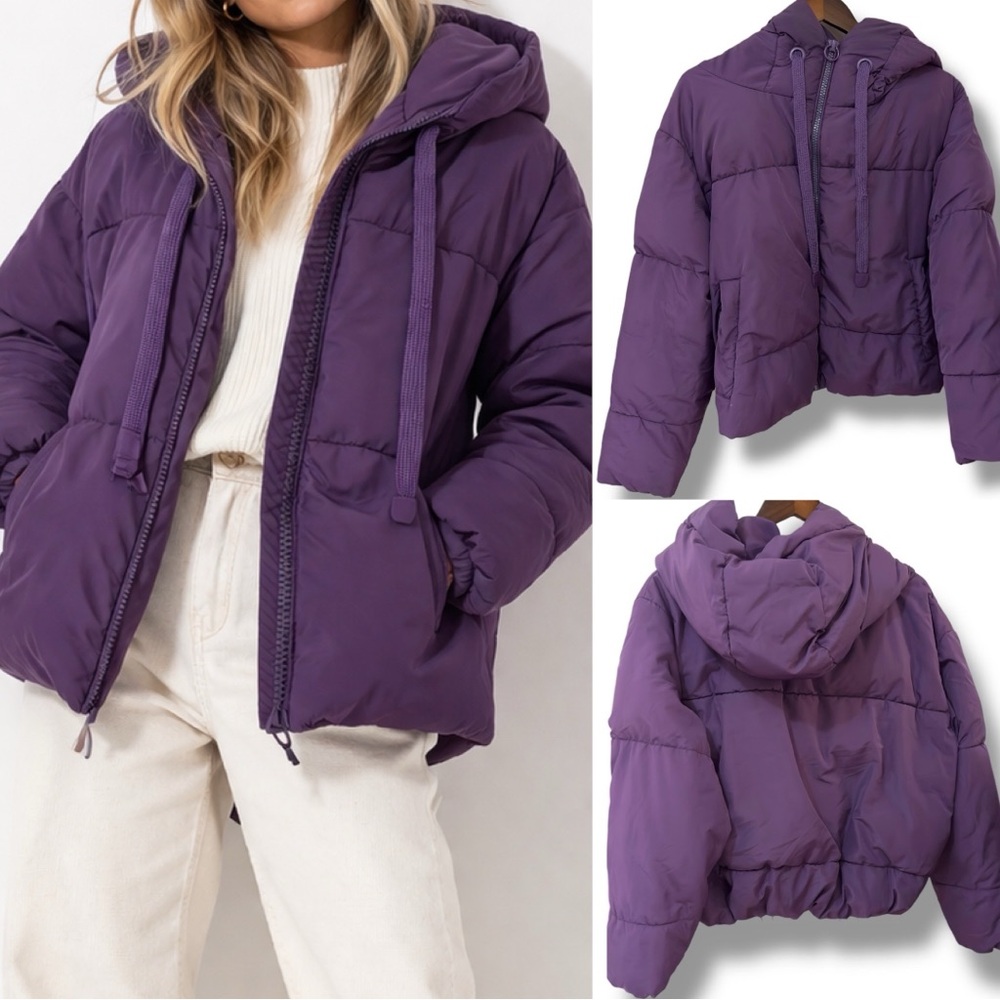 ZARA | EUC Myanmar Purple Thick Oversized Hooded Puffer Winter Jacket (sz S/M)